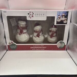 Order Home Collection~3 pcs LED Snowman Set w/Daily Timer~NIB